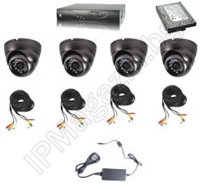 IP-S4044-HDD A system of 4 cameras - 1200 TV lines, 960H and DVR recorder 960H - for apartment, office, shop, warehouse, house and villa 