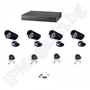IP-S4048 - система за видеонаблюдение от 4 камери - за апартамент, офис, магазин, склад, къща и вила 