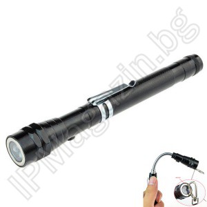 BL-208 - metal, telescopic, LED flashlight, magnet, 3 LEDs 