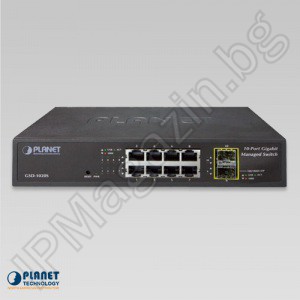 GSD-1020S - 10 портов, 8 порта Gigabit, 2 оптични порта Gigabit, Layer 2, управляем ETHERNET комутатор