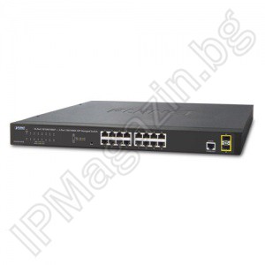 PFS4220-16T - 16 ports, 16 ports 10/100, 2 Gigabit ports, 2 Gigabit optical ports, Layer 2, a manageable ETHERNET switch