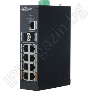 PFS3211-8GT-120 - 11 port, 8 port Gigabit POE, 1 Gigabit, 2 Gigabit optical ports, industrial, Layer 2 PRO series POE switch DAHUA