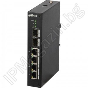 PFS4206-4P-96 - 6 port, 3 port 10/100 POE, 1 Gigabit port, 2 Gigabit optical ports, manageable, Layer 2, DAHUA, a manageable POE switch